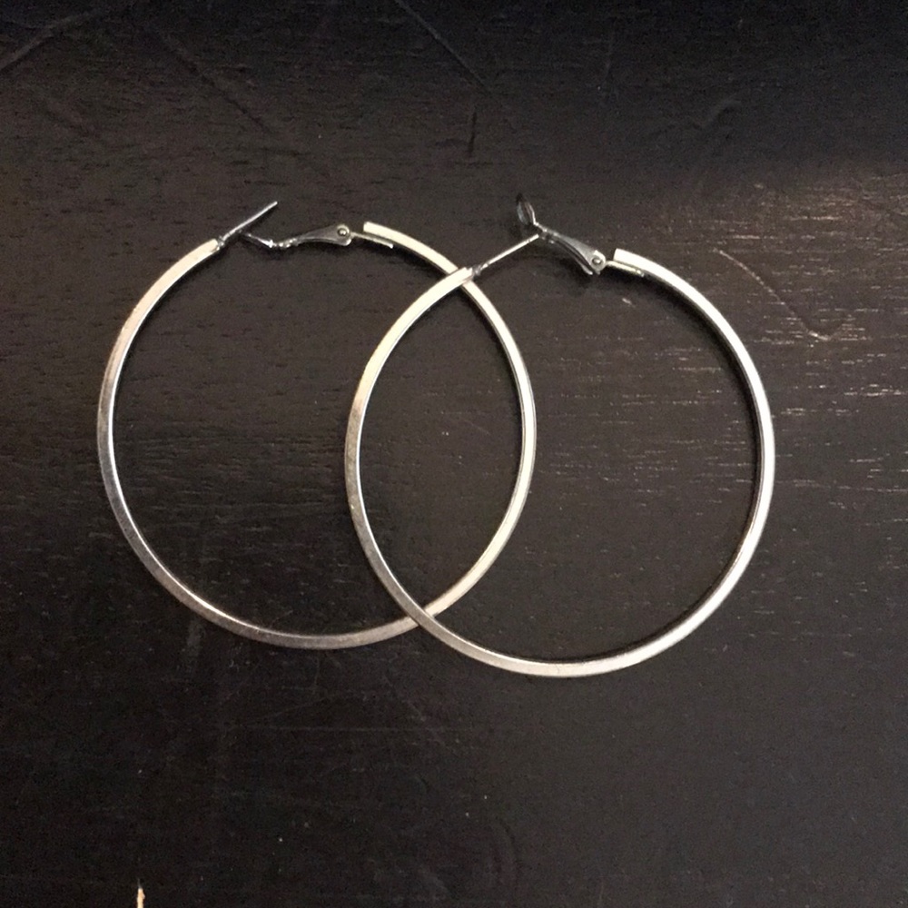 Chic Giant Silver Hoop Earrings